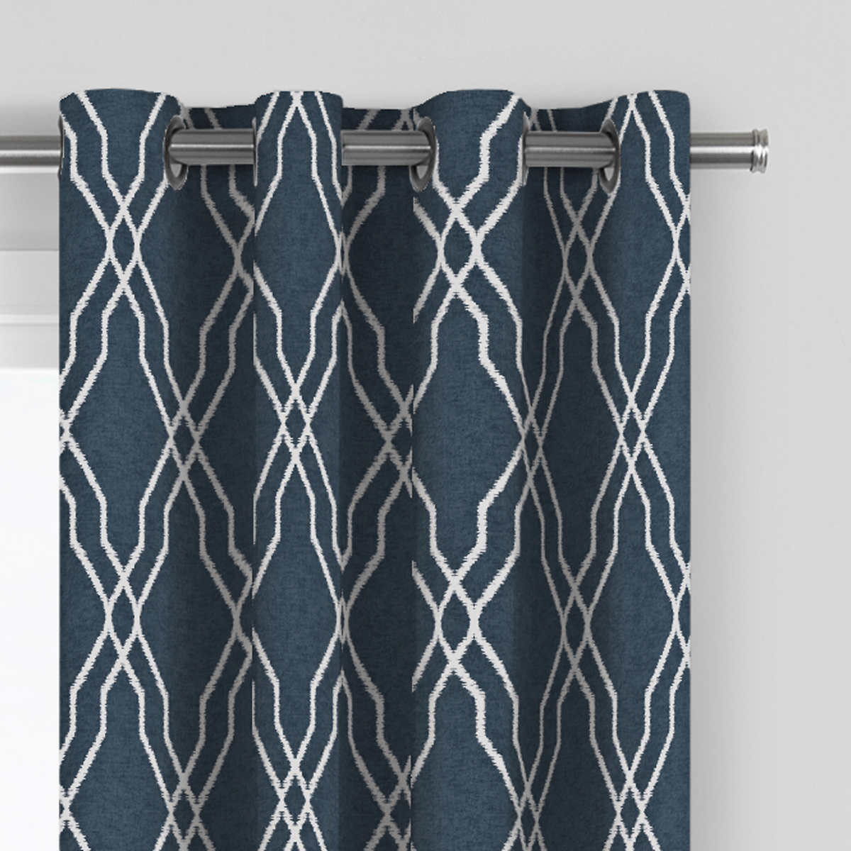 Perfect Pair, (2 Panels) Geometric Grommet Window Curtain Panels (Choose Color )
