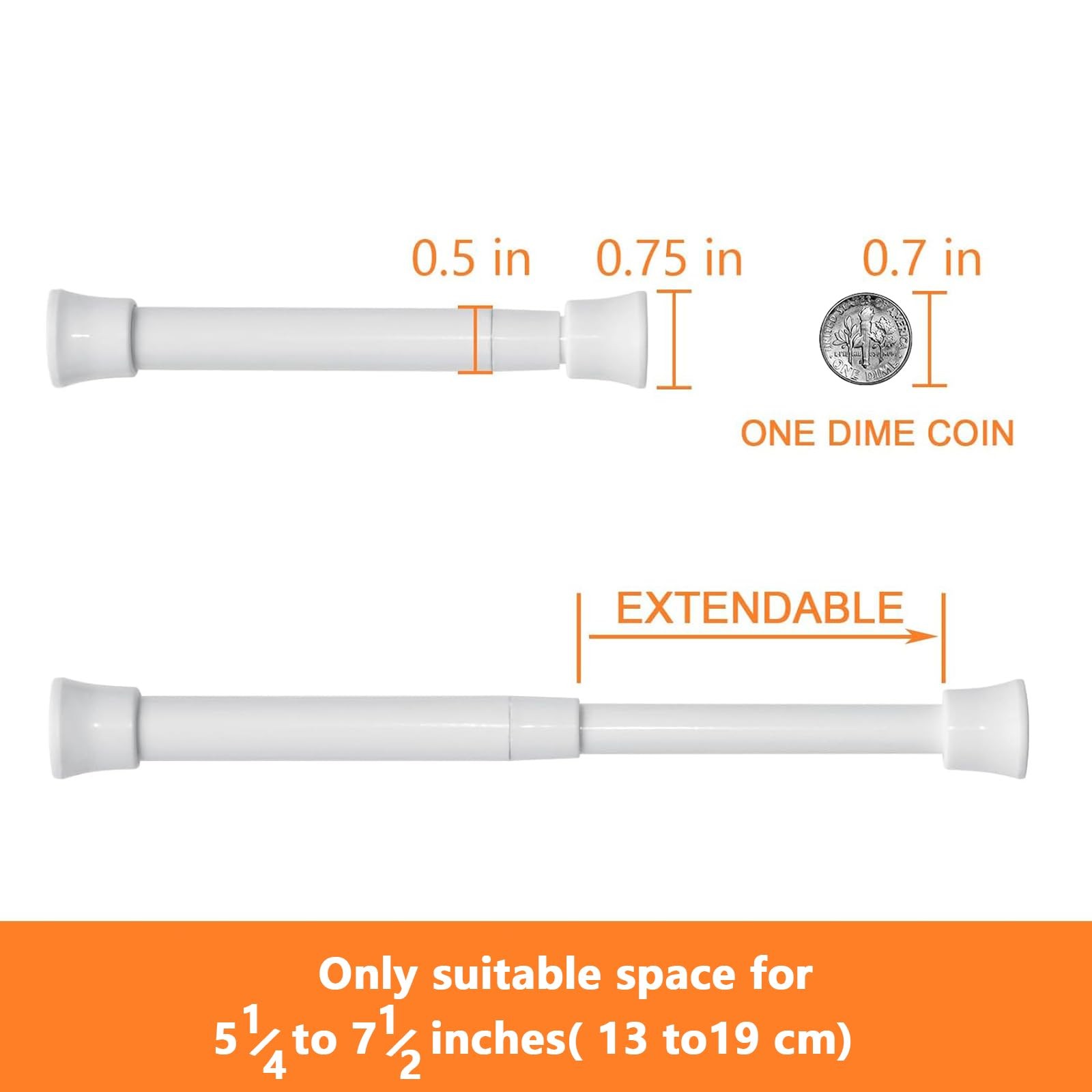 6 Pack Smallest Spring Tension Curtain Rod 5.25 to 7.5 Inch, Mini Thin Tensio…