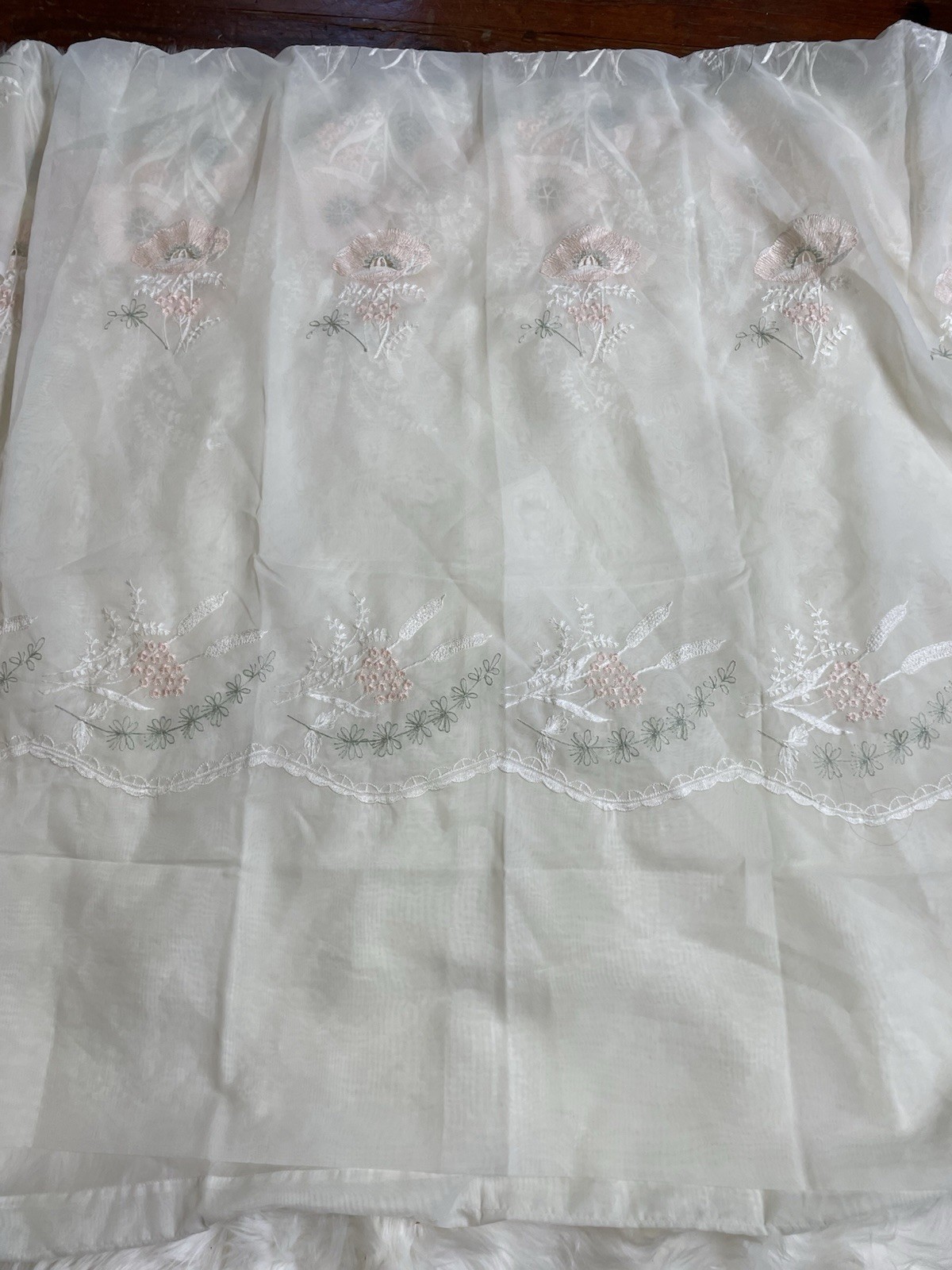 Sheer Curtain Panel, Embroidered Floral, RN 36267, Lightweight,