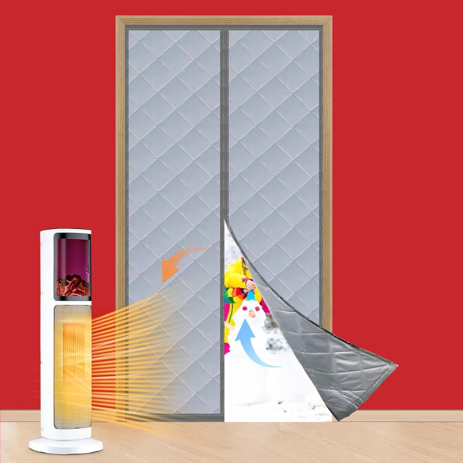 Thermal Insulated Magnetic Door Curtain for Winter – Fits Opening 36×82 in (Actu