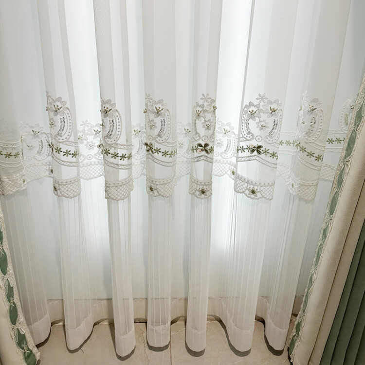 modern Simplicity Northern chenille lace green shade valance curtain tulle M1612