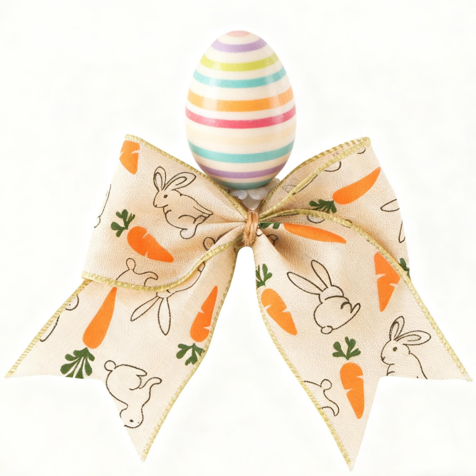 12 PCS 6 Inch Easter Bunny Carrot Pastel Bows Decorative Wreaths Tree Gift