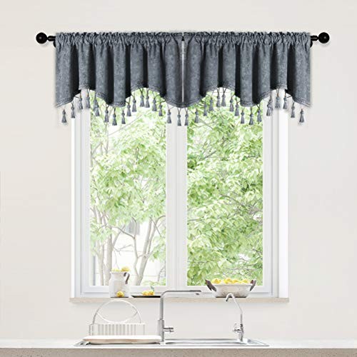 Double-Sided Chenille Window Curtains Tier for 52″W x 18″L (Pack of 2) Grey