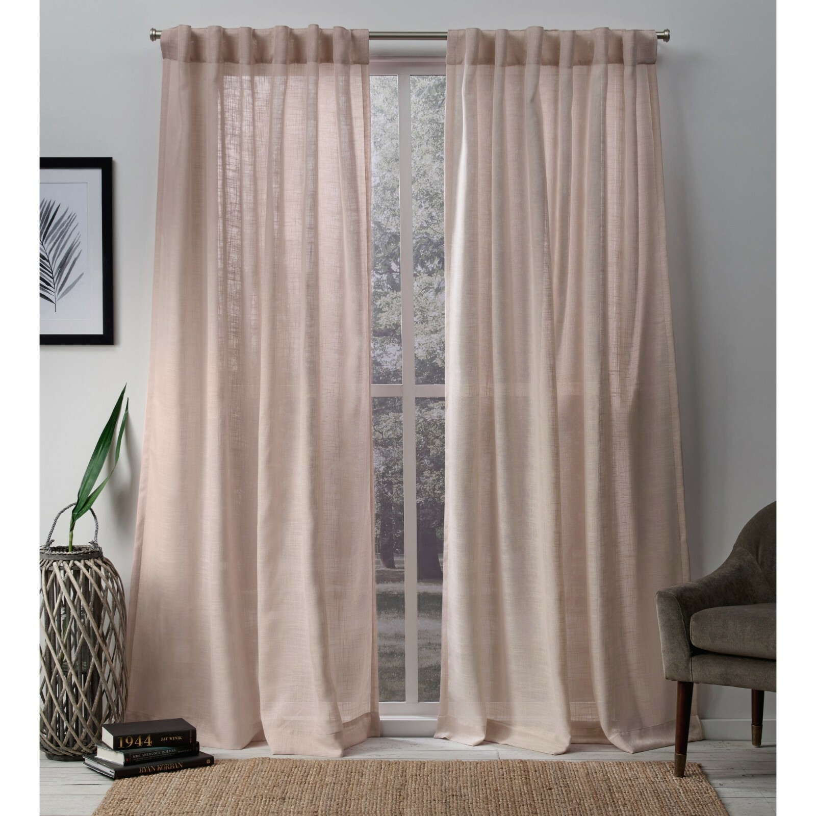 Exclusive Home Bella Hidden Tab Top Curtain Panel Pair, Rose, 54×96, 2 Piece