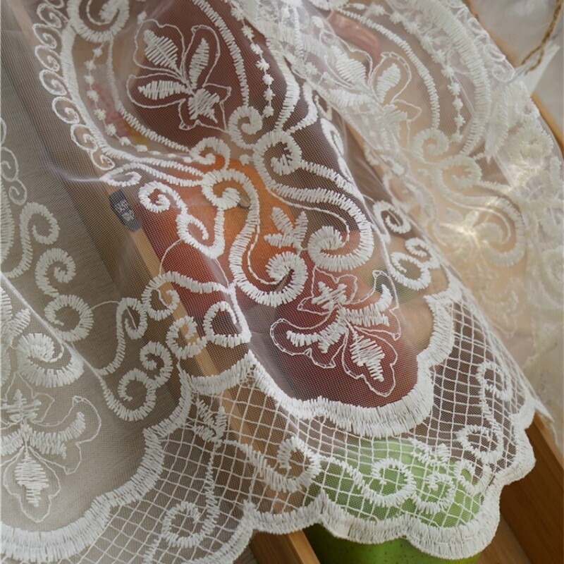 Baroque Embroidery Curtains Fabric Pelmets Lace Tulle Voile Panel Drape Divider