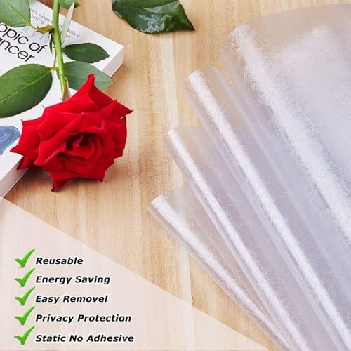 Decorative Window Film, Stained Window 35.4 x 157.4 Inch Clear-rubble Pattern
