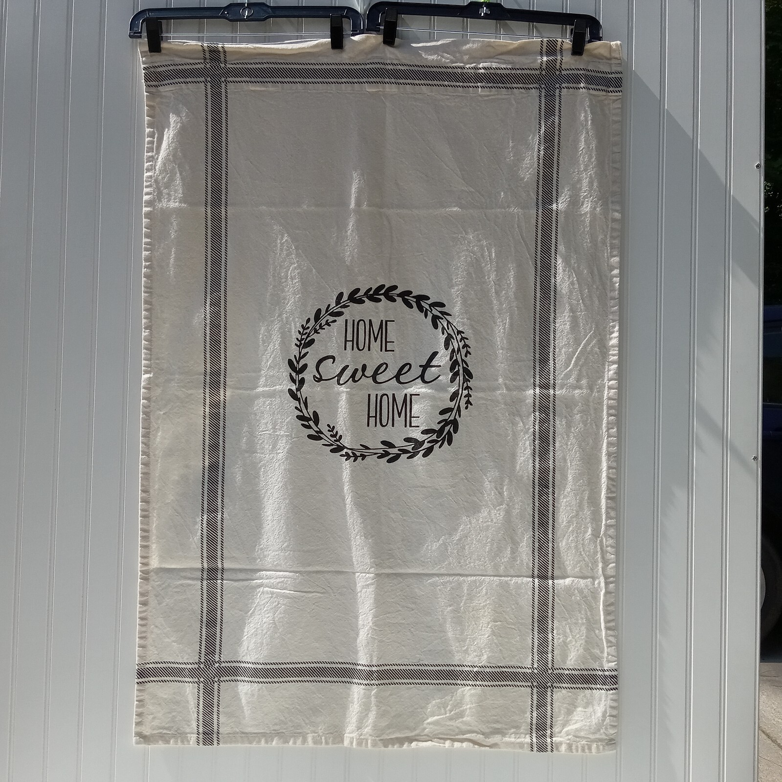 Farmhouse Country Curtains Set of 4 HOME SWEET HOME Half Curtain Panels Muslin