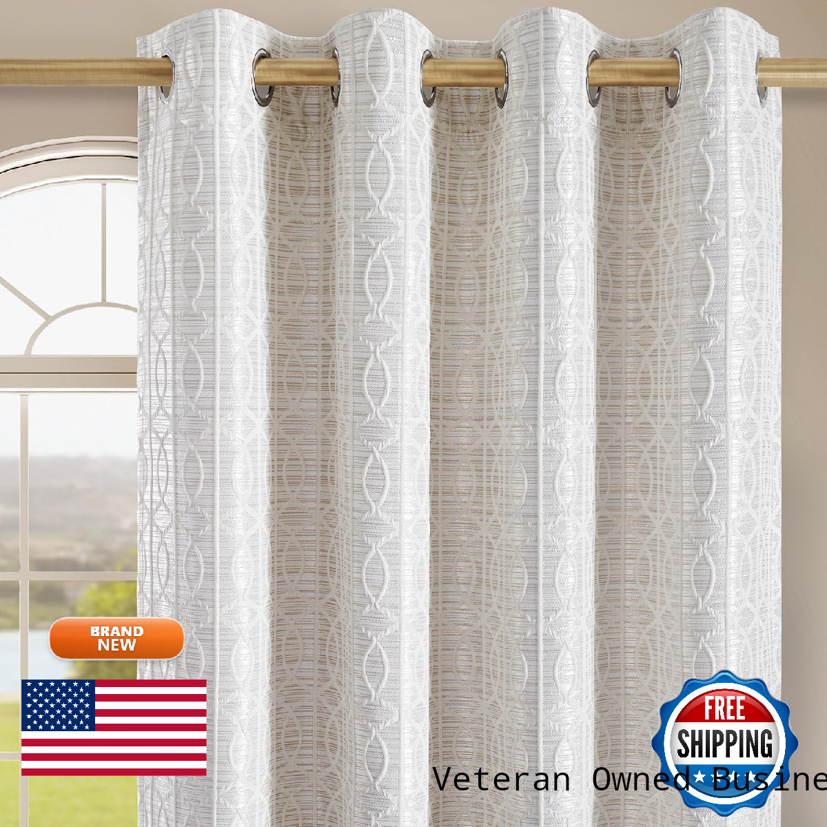 Drapexpert Cream And Silvery 100 Blackout Curtains 84 Inch Length 2 Panels