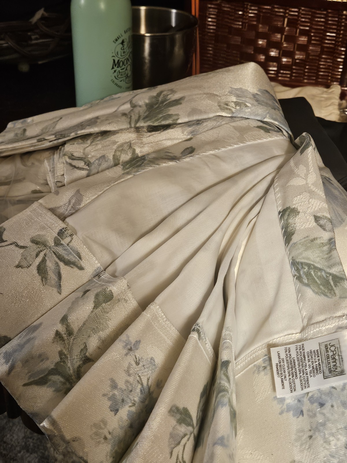 Vtg JCPenney Set Spring Mist 2 Set Curtain Panels 48″W x 84″ L W/Blouson Valance