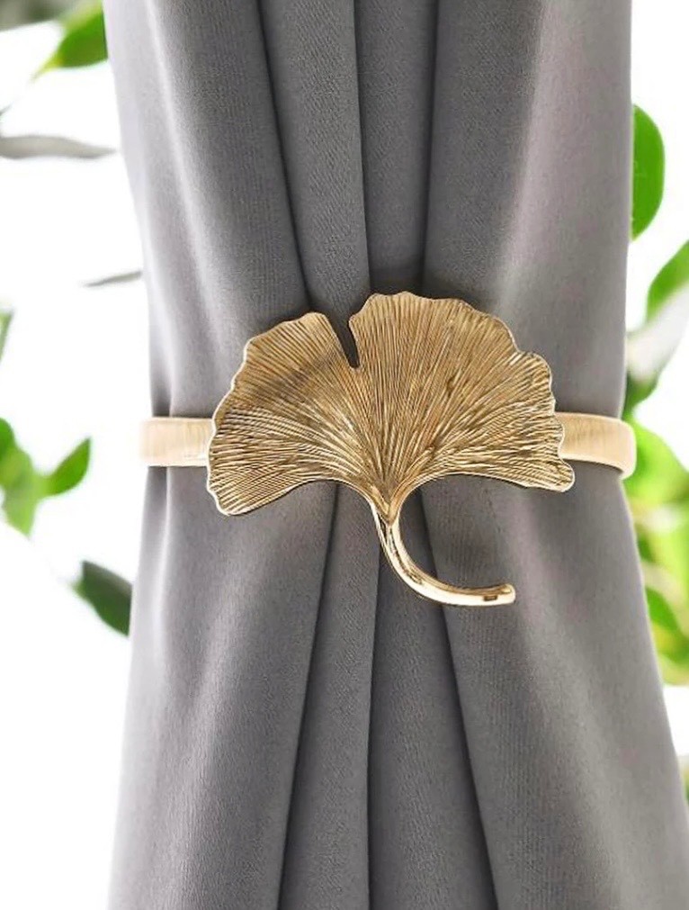 1 pc. leaf Gold bow tie metal curtain holdback/tieback solid brass