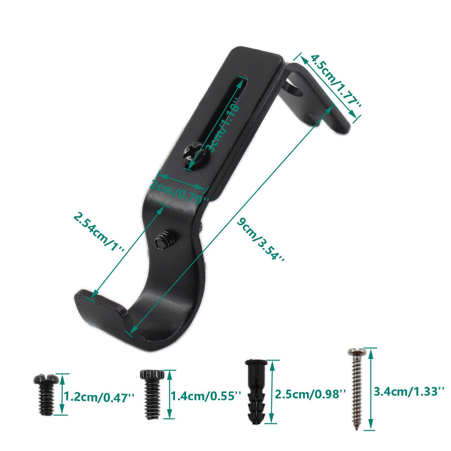 ULIFESTAR 3 Pack Adjustable Curtain Rod Brackets Black
