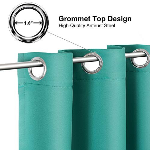 Grommet Blackout Curtains for Bedroom – Thermal 52″W x 45″L (Pack of 1) Teal