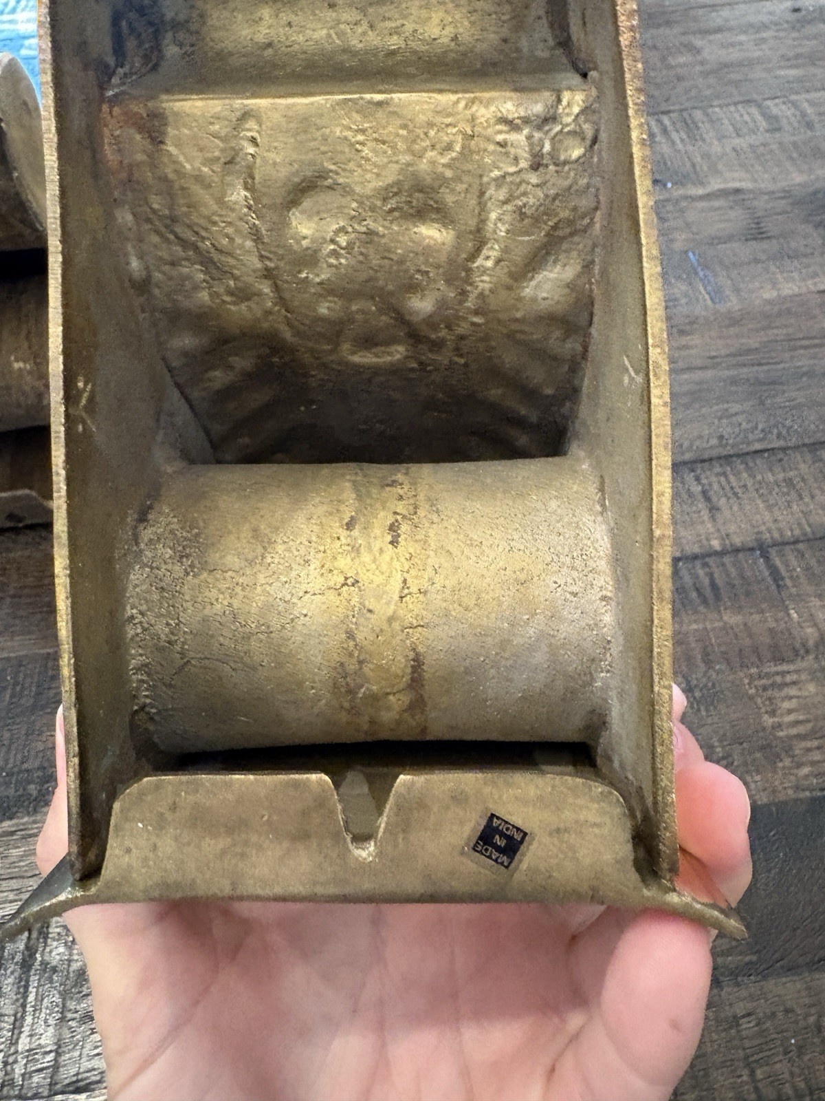 Vintage Mid-Century Ornate Brass Wall Mount Drapery Curtain Corbel Bookend