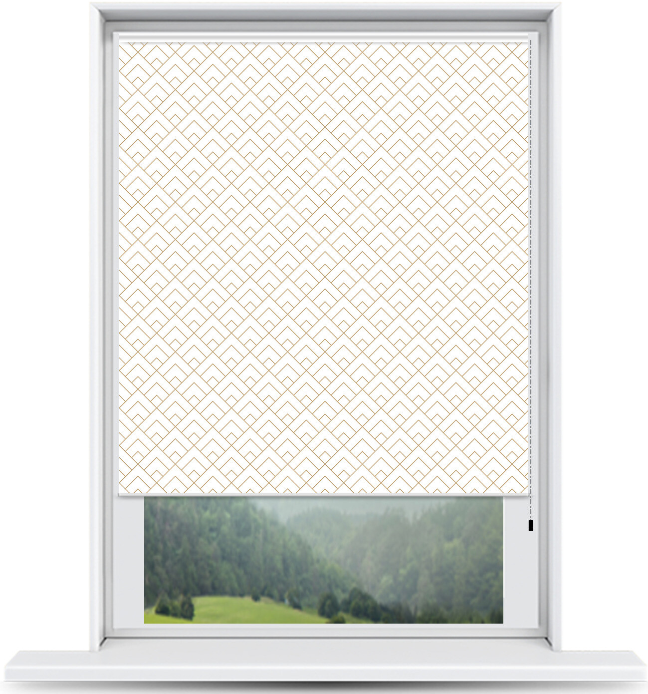 ArtToFrames Custom Window Shade – Blackout Peaks Modern White Beige Design Rever