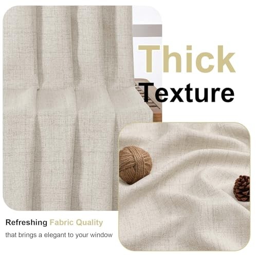 Valance for Windows – Light Filtering Faux 52″W x 12″L (Pack of 1) Natural