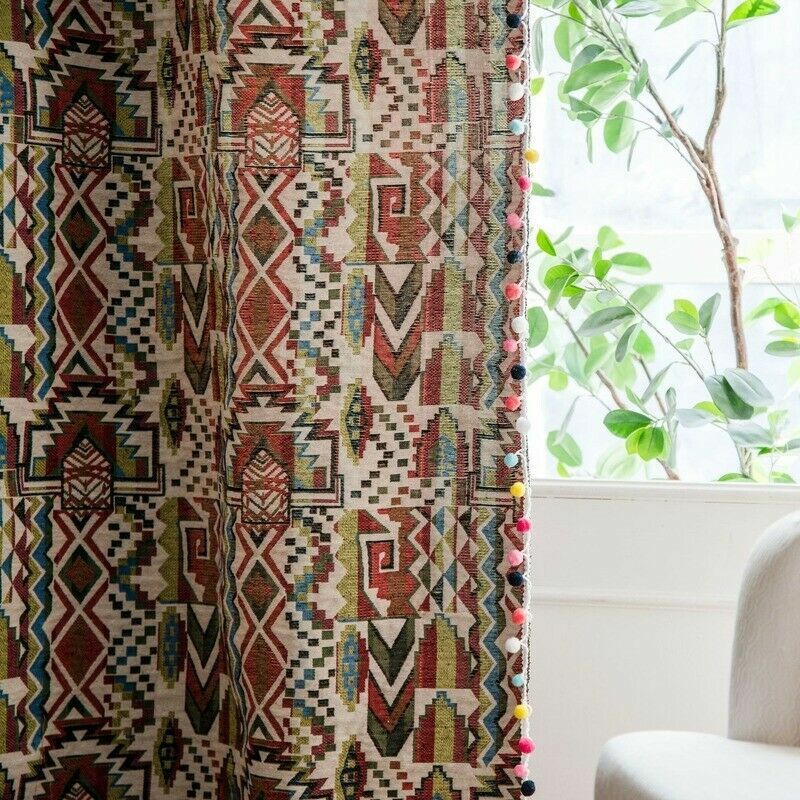 Cotton Blend Tassel Window Curtain Drapes Blackout Rod Pocket Curtains New