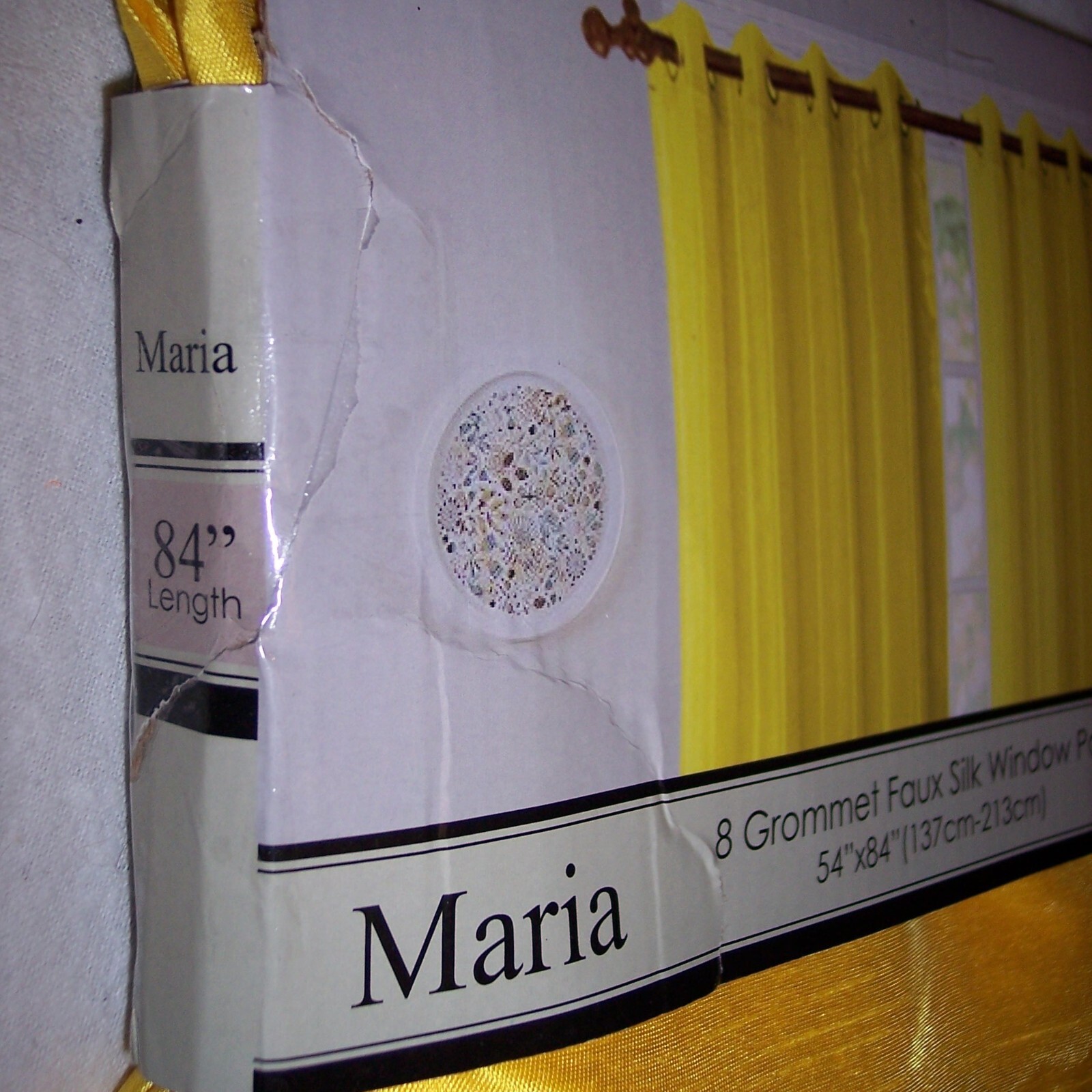 American Linen Maria Faux Silk Grommet Curtains Yellow-Gold 54”W x 84”L