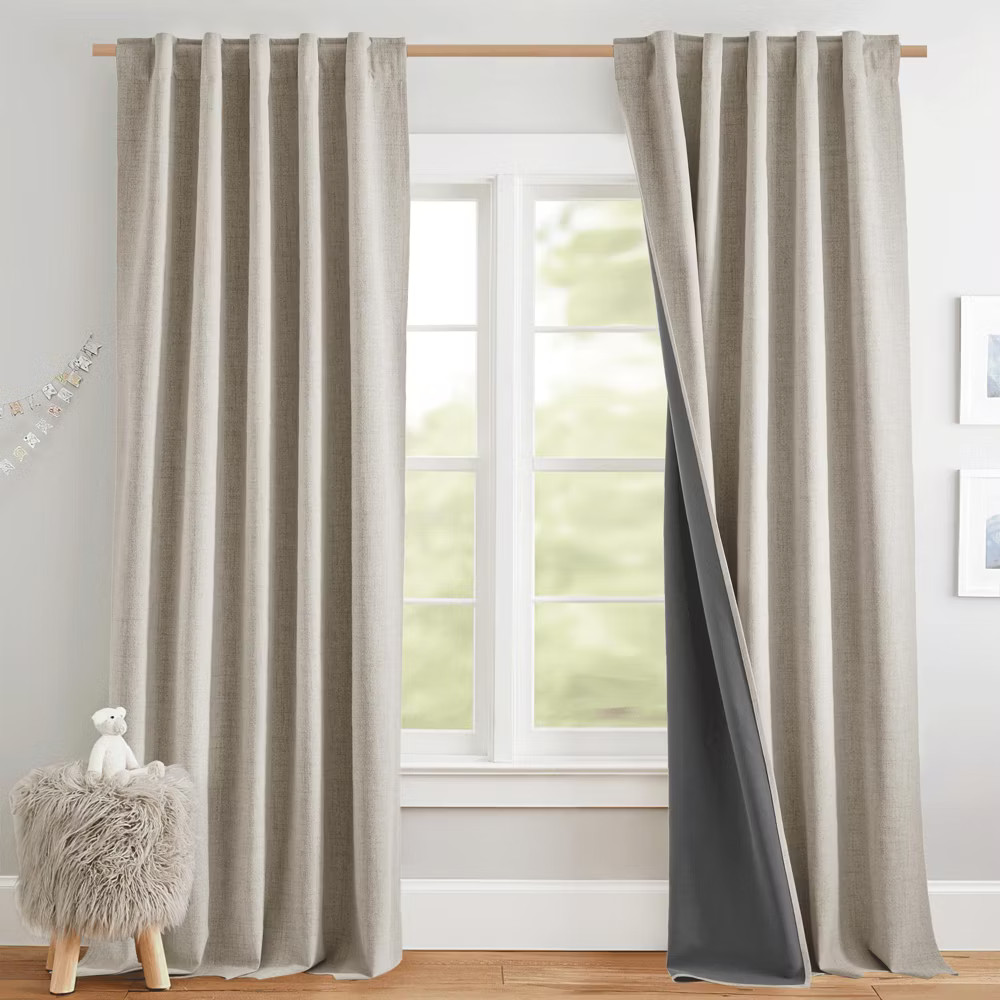 NICETOWN Faux Linen Full Blackout Curtains Thermal Insulated Noise Reducing