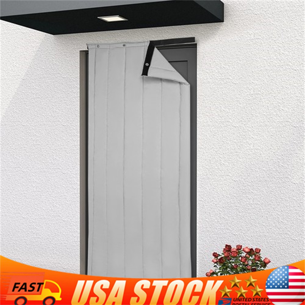 Soundproof Door Cover Portable Temporary Thermal Door Screen For Winter Gray