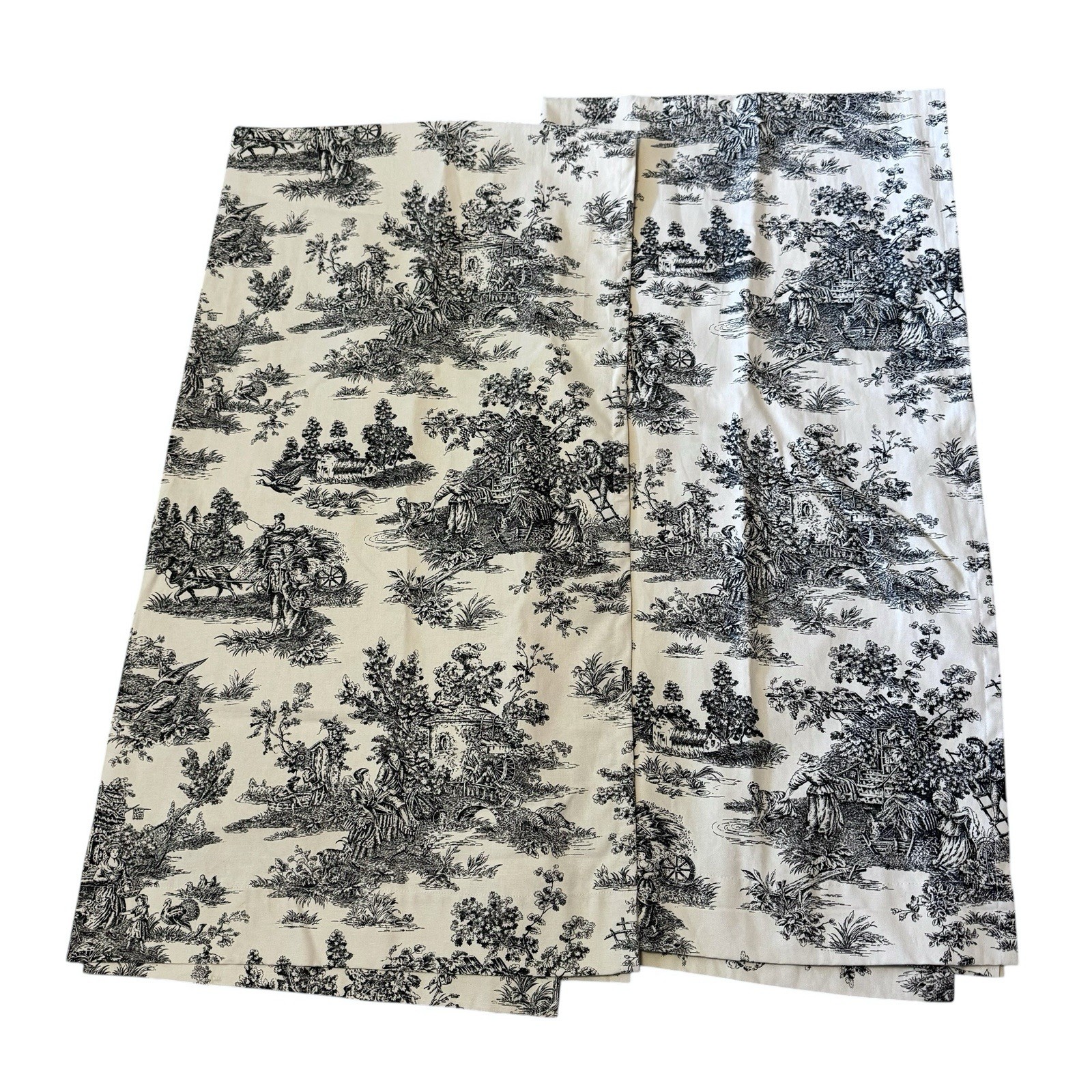 Set Of 2 Waverly Garden Room Wellington Terrace Toile Curtain Panel Black Cream