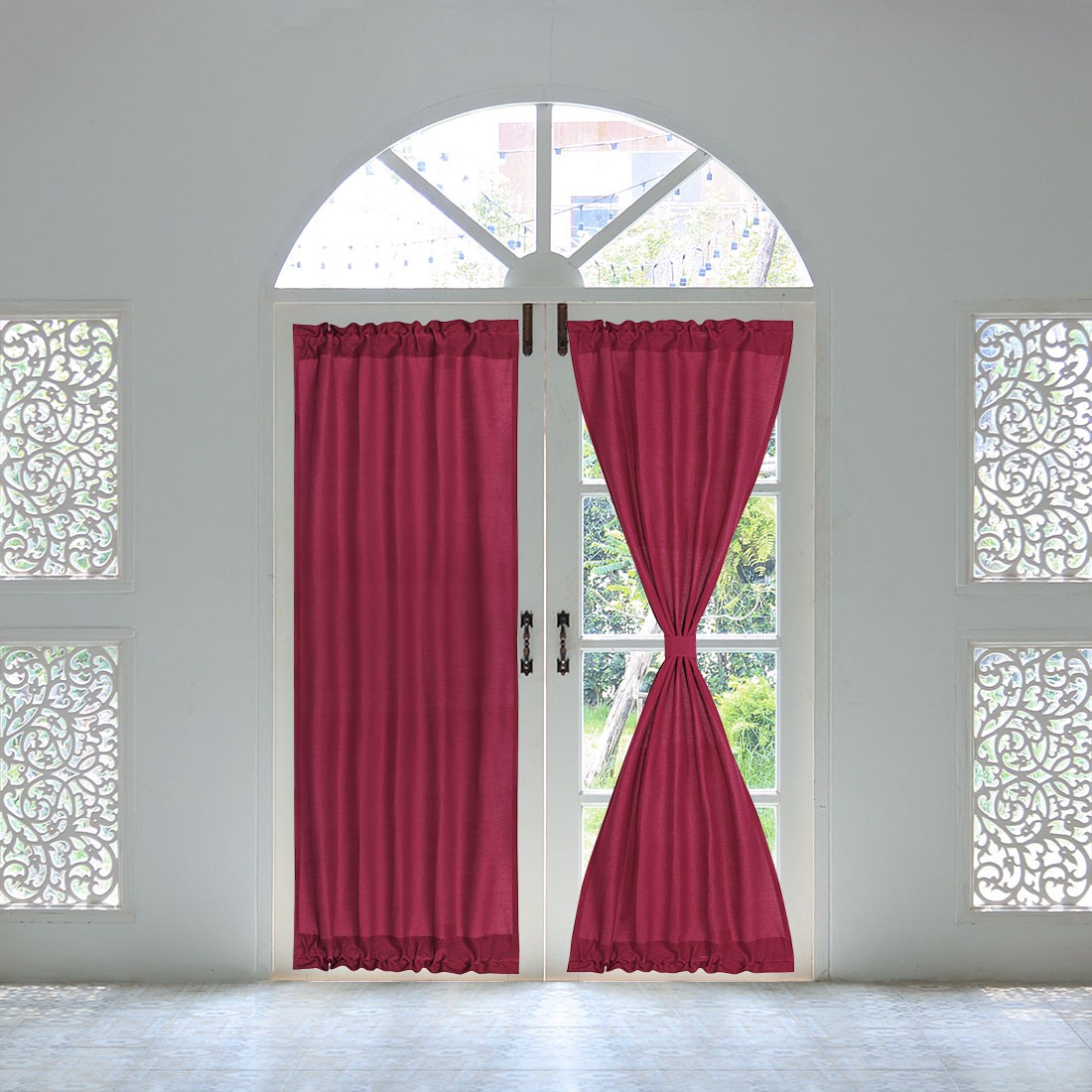 Elegant Room Blackout Curtains Rod Sliding Window Door Panel Darkening Drapes
