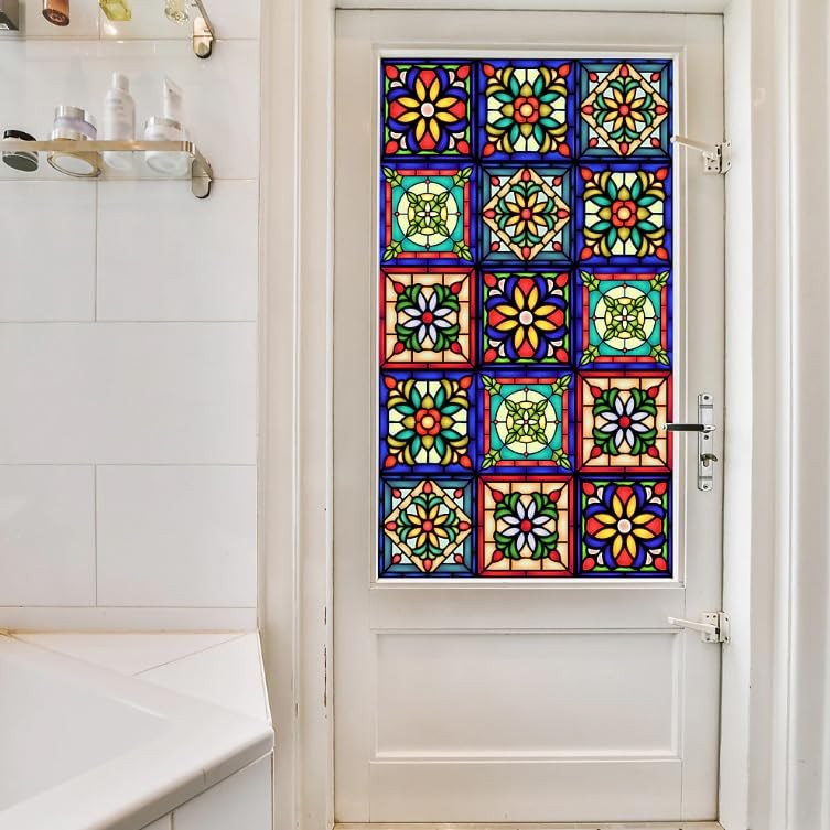 Talavera Privacy Window Film – 17.7″x78.7″ Static Cling, No Glue Design with …