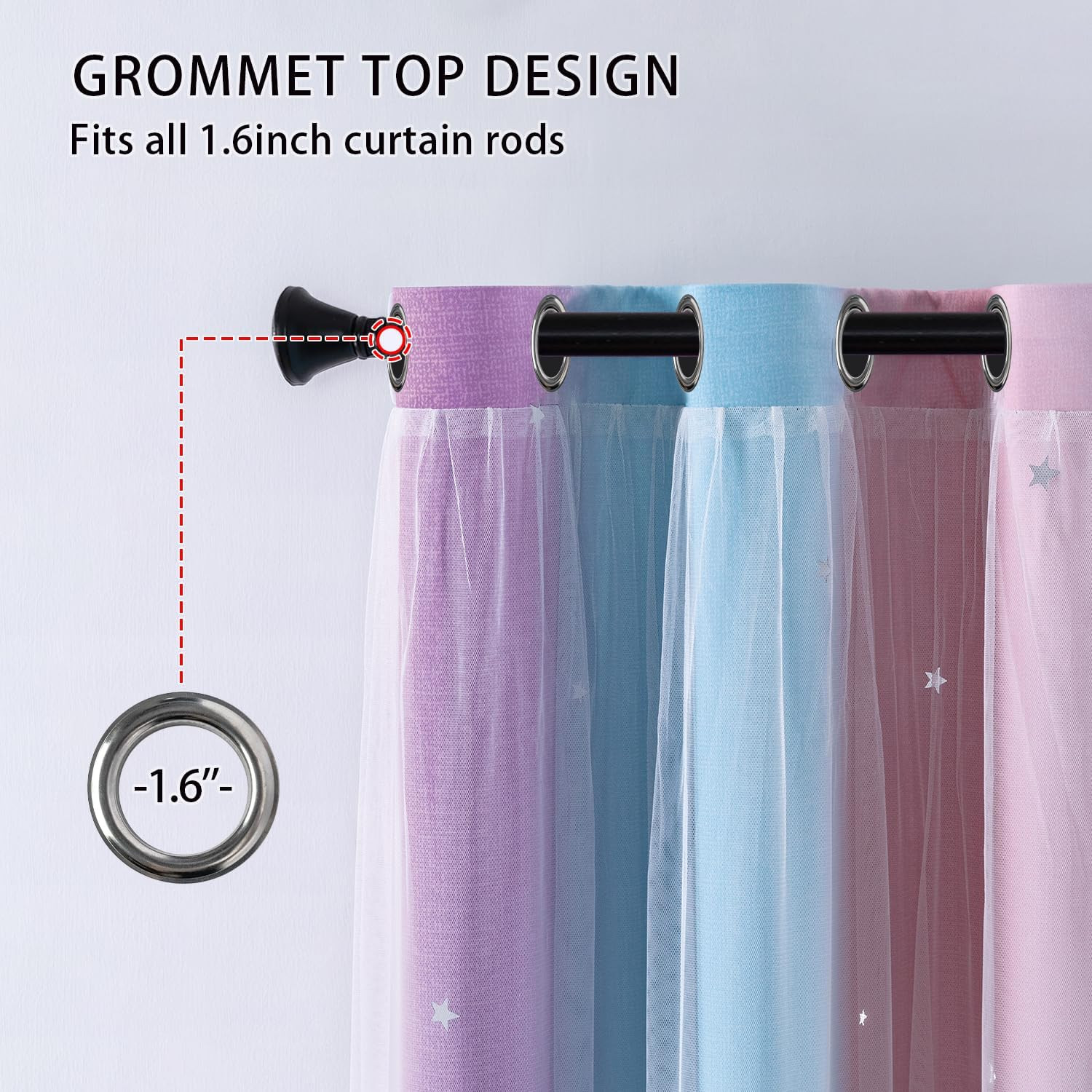 Blackout Curtains for Girls Bedroom Decor 63 Inches Long Window Curtains