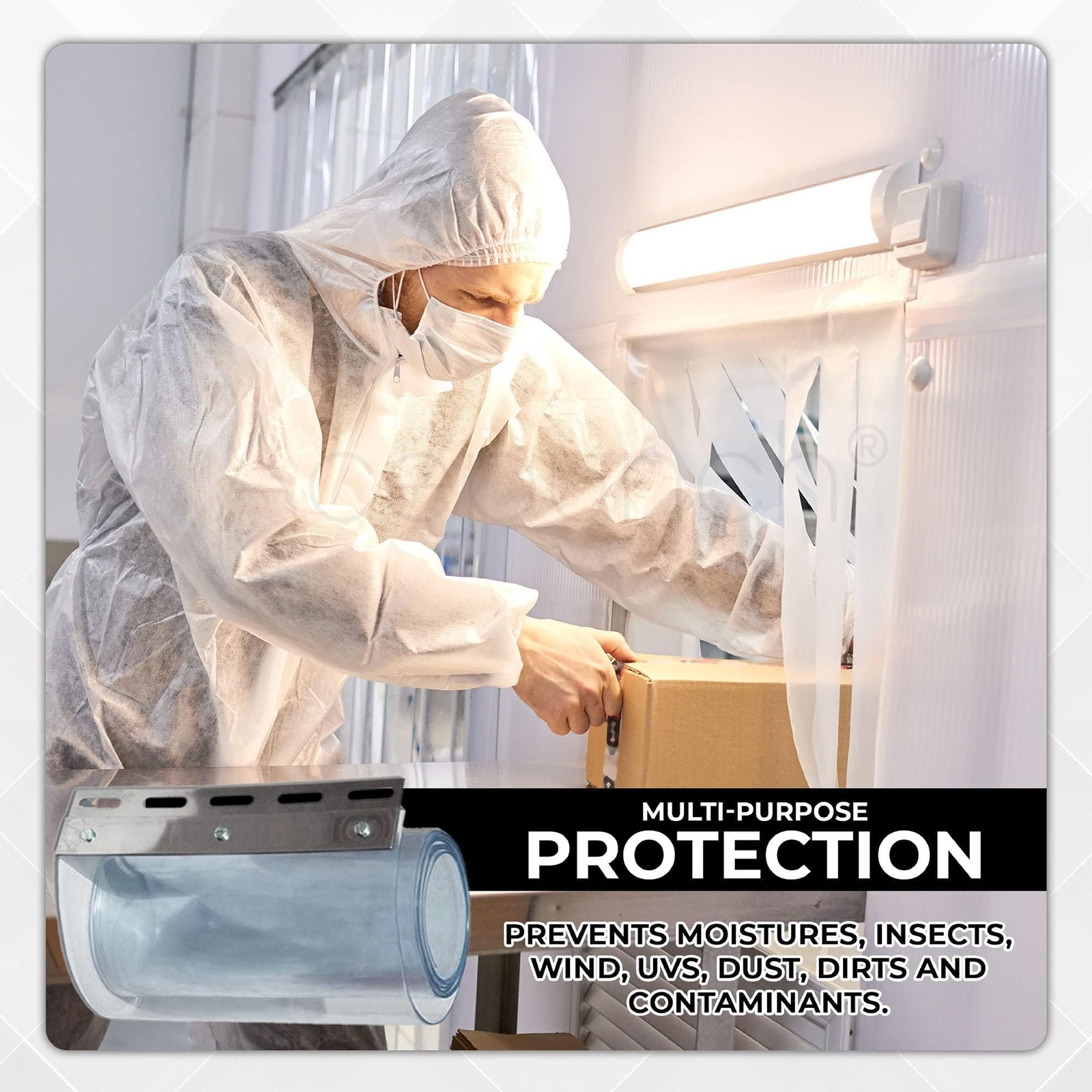 Clear PVC Strip Door Curtain – 4×7 Ft Waterproof for Commercial Use