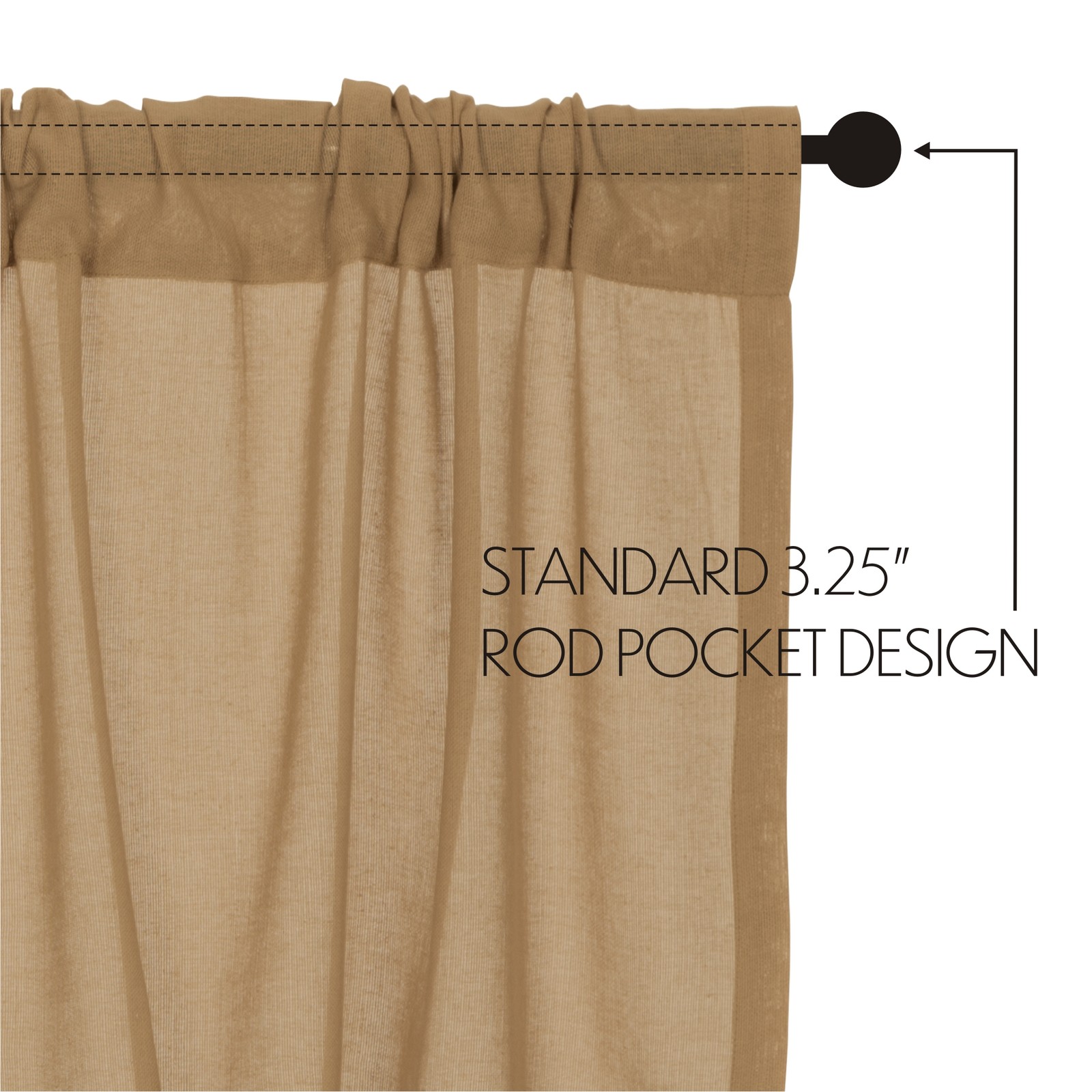 Tobacco Cloth Khaki Khaki Curtain Set (2 Swag 36×16 ; 2 Tier 36×36) VHC Brands