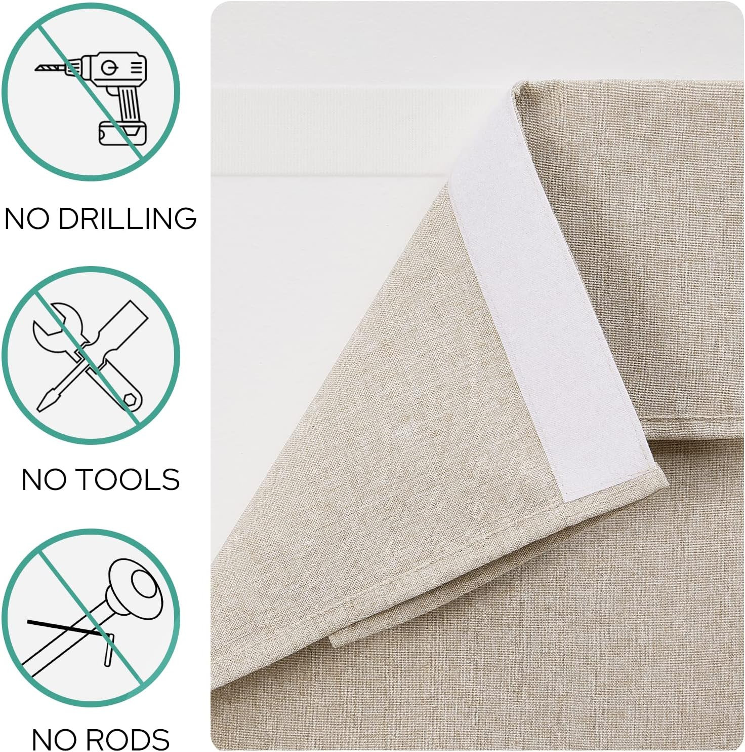 Natural Blackout Linen French Door Curtains, Privacy Door Window Curtains, Moder