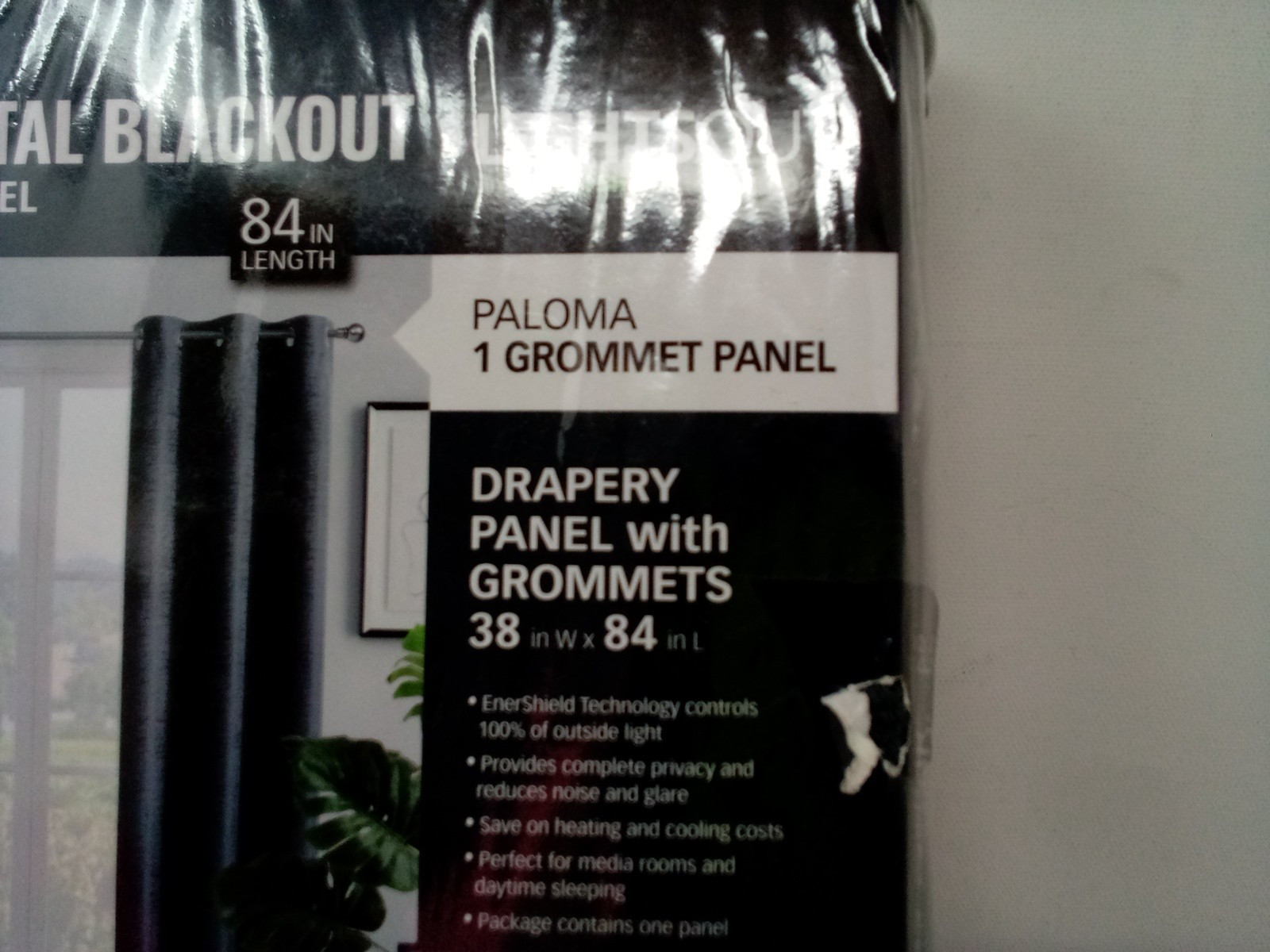 Paloma Black {38 in. W x 84 in. L} Grommet 100% Blackout Curtains (Single Panel)