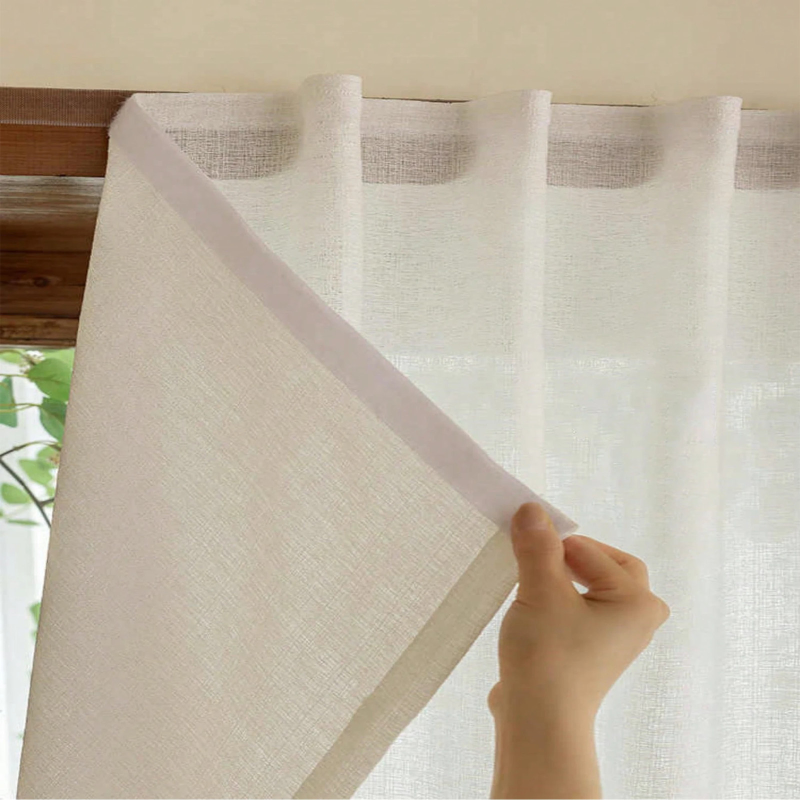 White Blackout Curtain Self Adhesive Window Shade for Bedroom Living Room