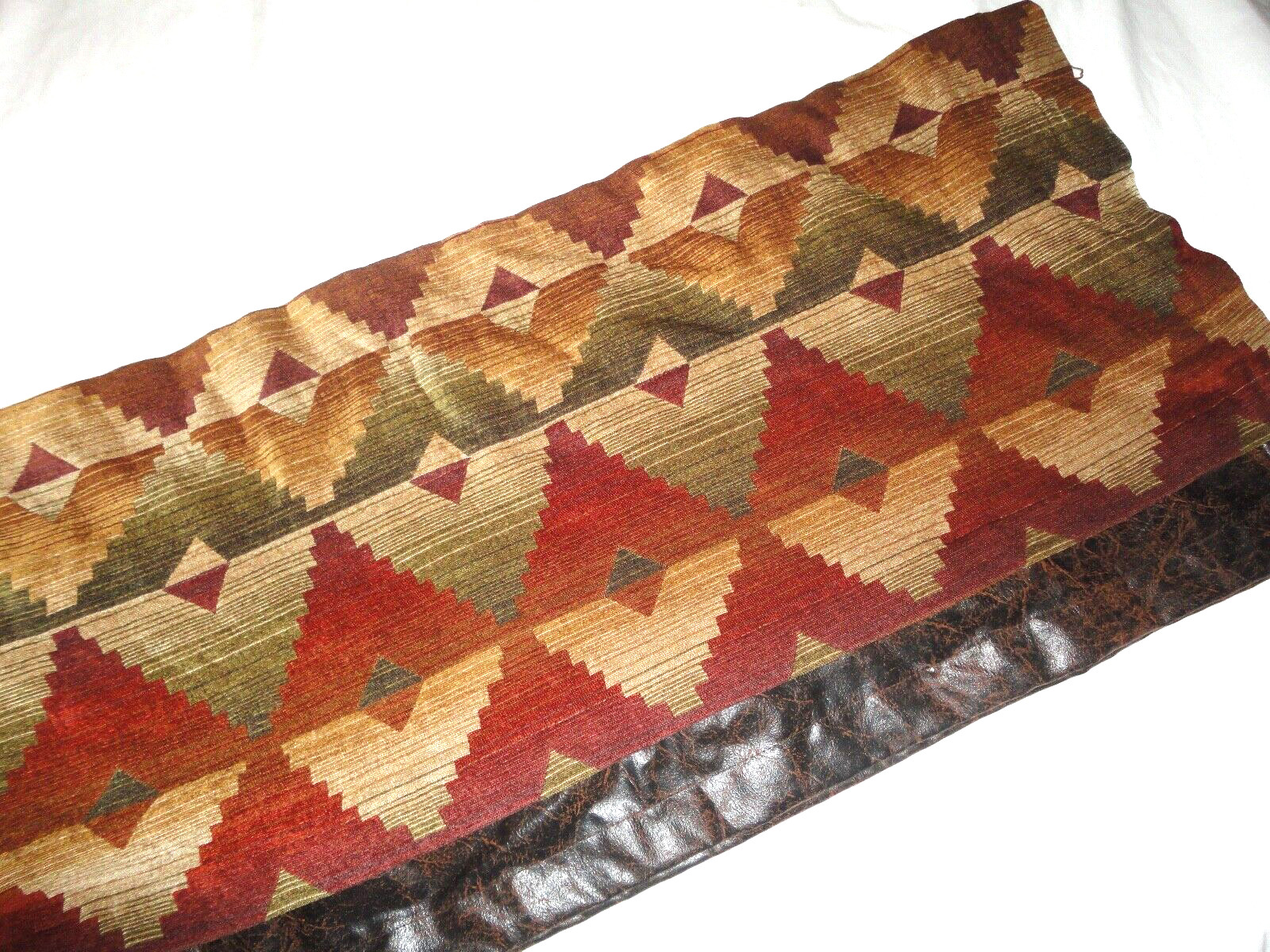 CROSCILL SANTA FE SOUTHWESTERN CHENILLE RUST OLIVE LEATHER (1) VALANCE 18 X 84