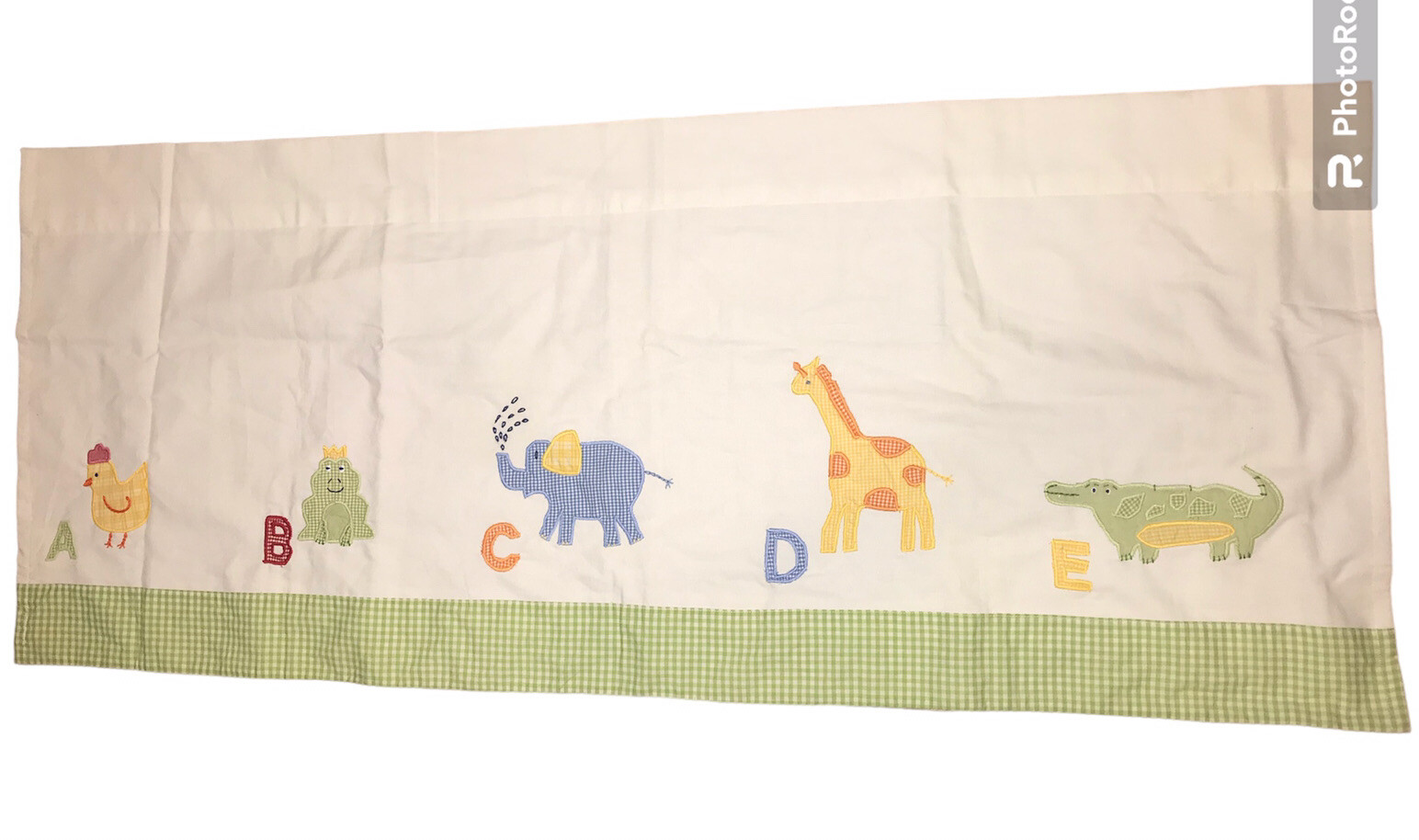 POTTERY BARN KIDS Valance Nursery Window Curtain Animals ABC Applique 43.5″x18″