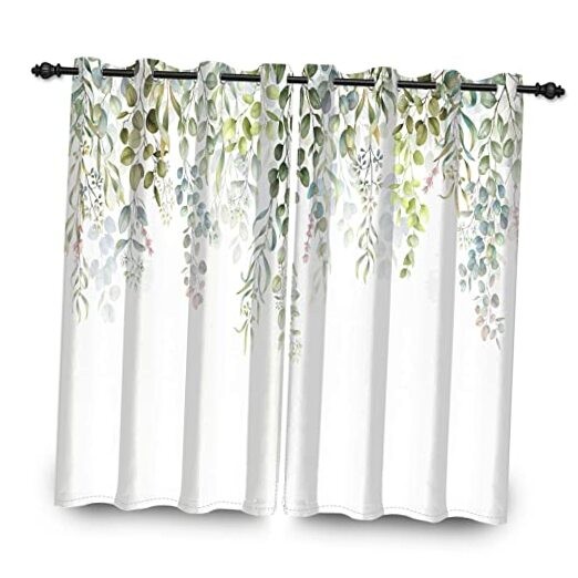 Sage Leaves Decorative Window Curtains Botanical 26″W x 63″L (Pack of 2) Herb