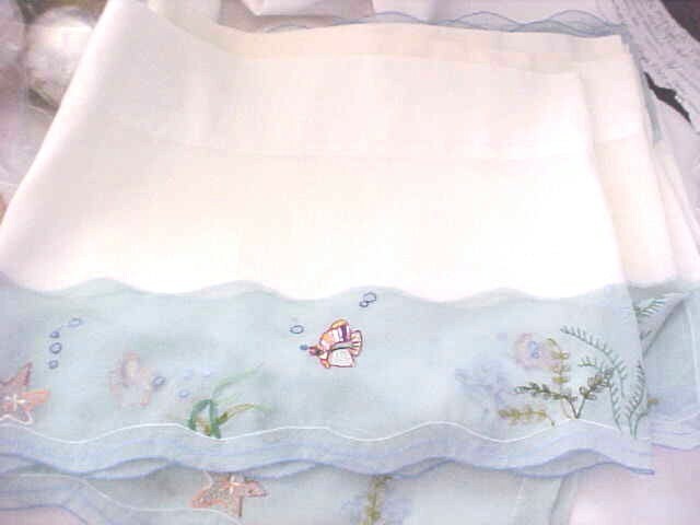 Valances Lot of 2 Fish Beach Summer Ocean Sea 60″ Wide 11-3/4″ Length Semi Sheer