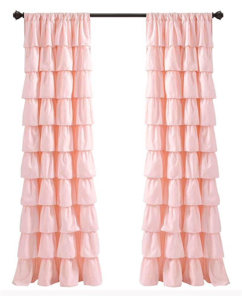 Lush Decor Blush Ruffle Window Curtain-Shabby Chic Farmhouse Style Panel for