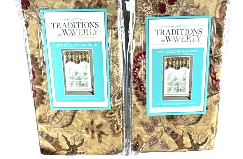 2X Traditions by Waverly Navarra Antique Scallop Valance Rod Pocket 52″W X 16″L