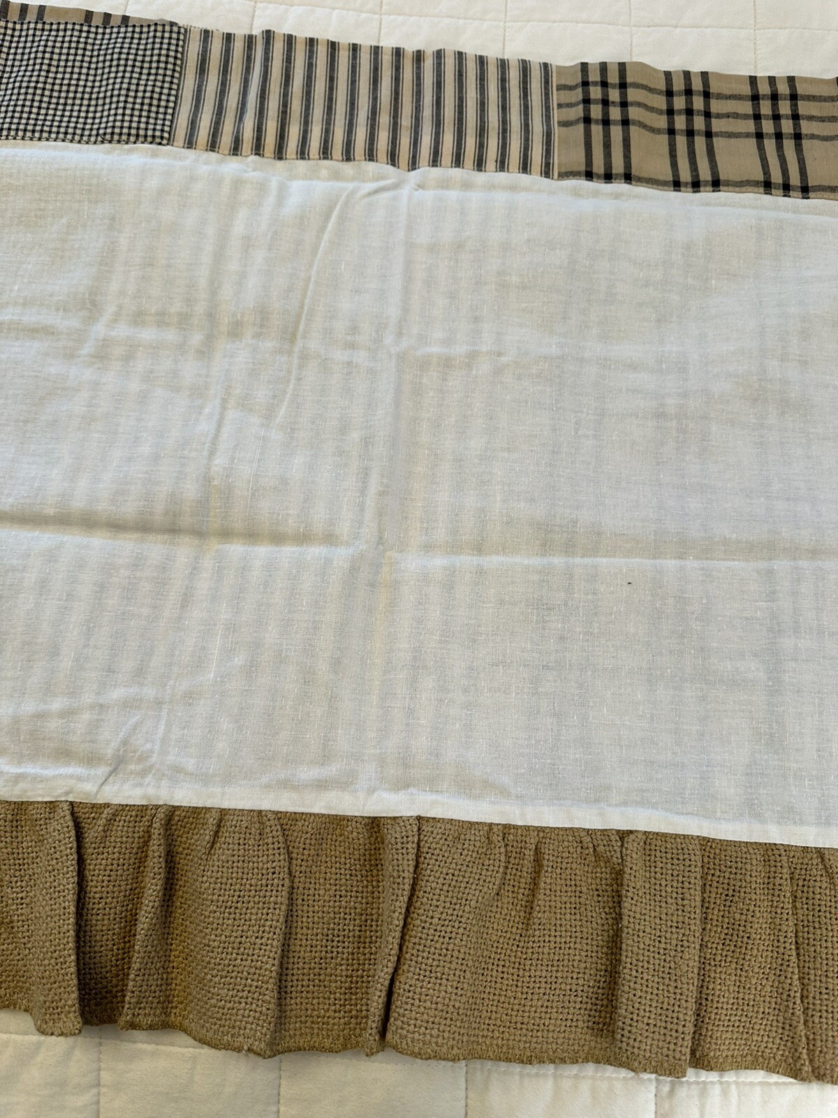 Pair Farmhouse Curtain Valances Beige Gray April & Olive VHC Brands 19×72”