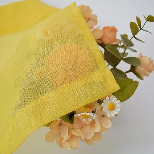 Valance 16 inches Long Sheer Curtain Toppers 52″W x 16″L (Pack of 1) Yellow