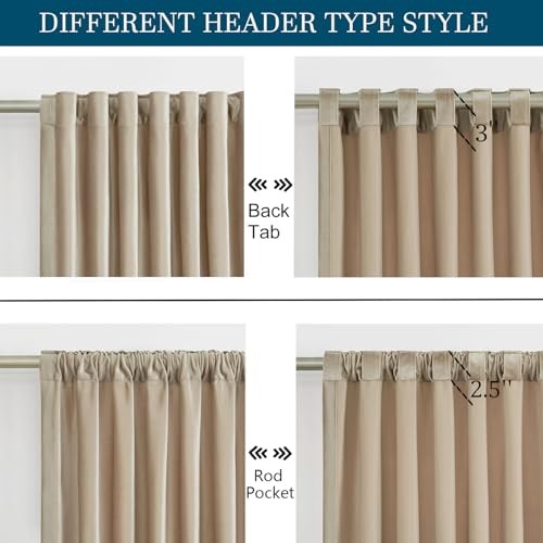 Champagne Polyester Velvet Curtains 96 52″W x 96″L (Pack of 2) Beige/Champagne