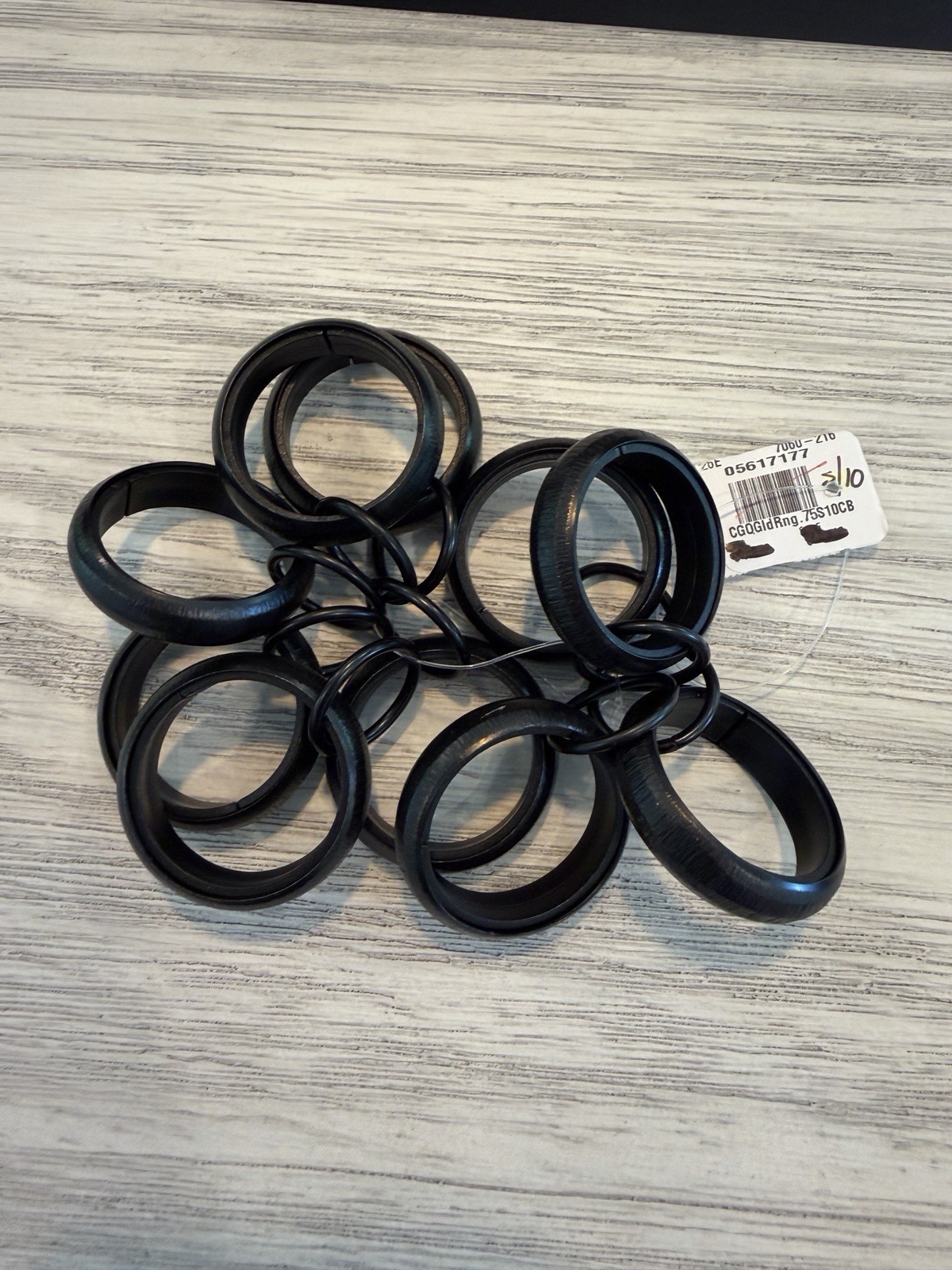 Set/10 Pottery Barn Quiet Glide Double Curtain Round Rings 0.75″ Cast Iron Black
