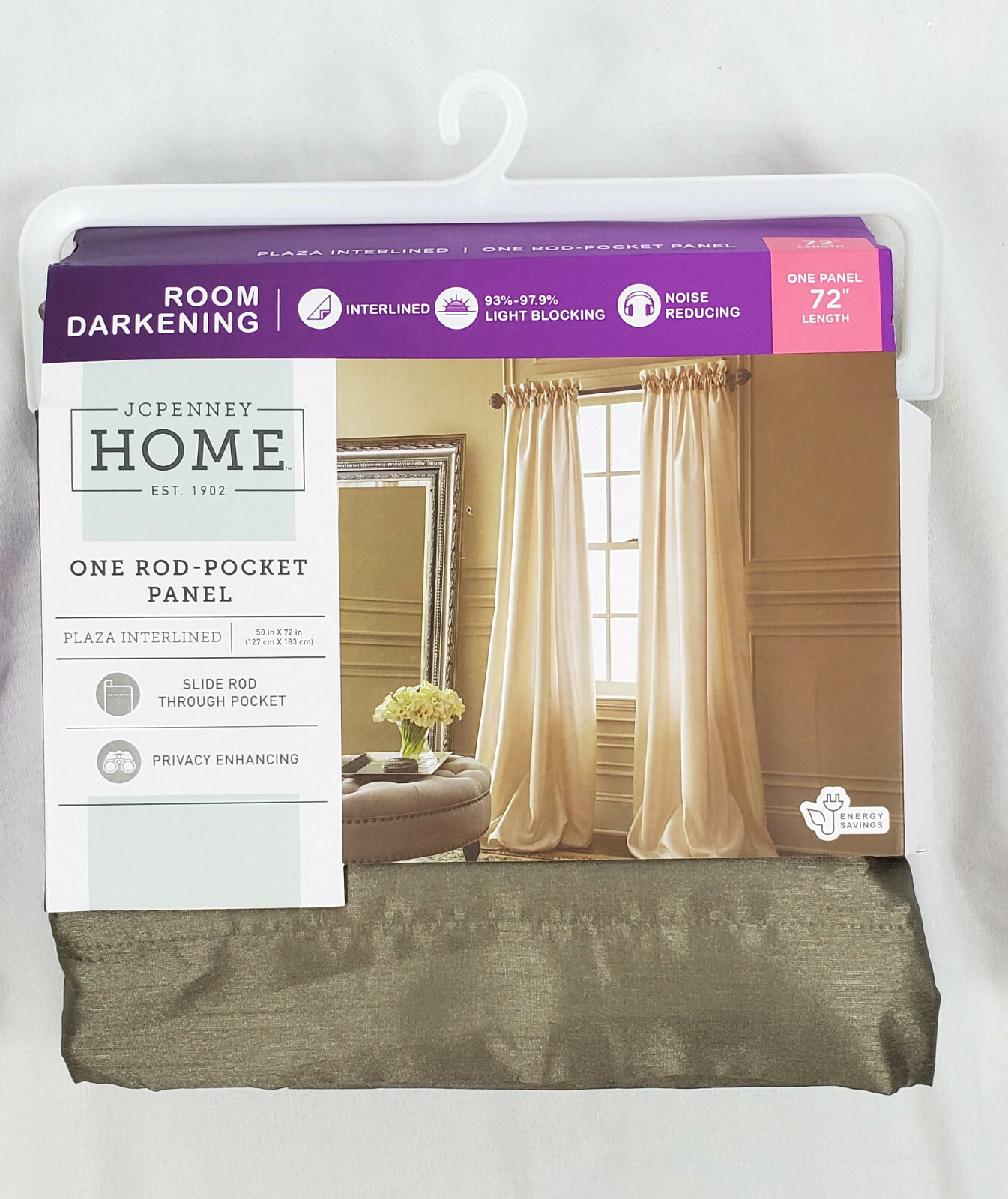 JCPenney Home Smokey Taupe Plaza Interlined Rod-Pocket Panel – 50×72″, 50×84″