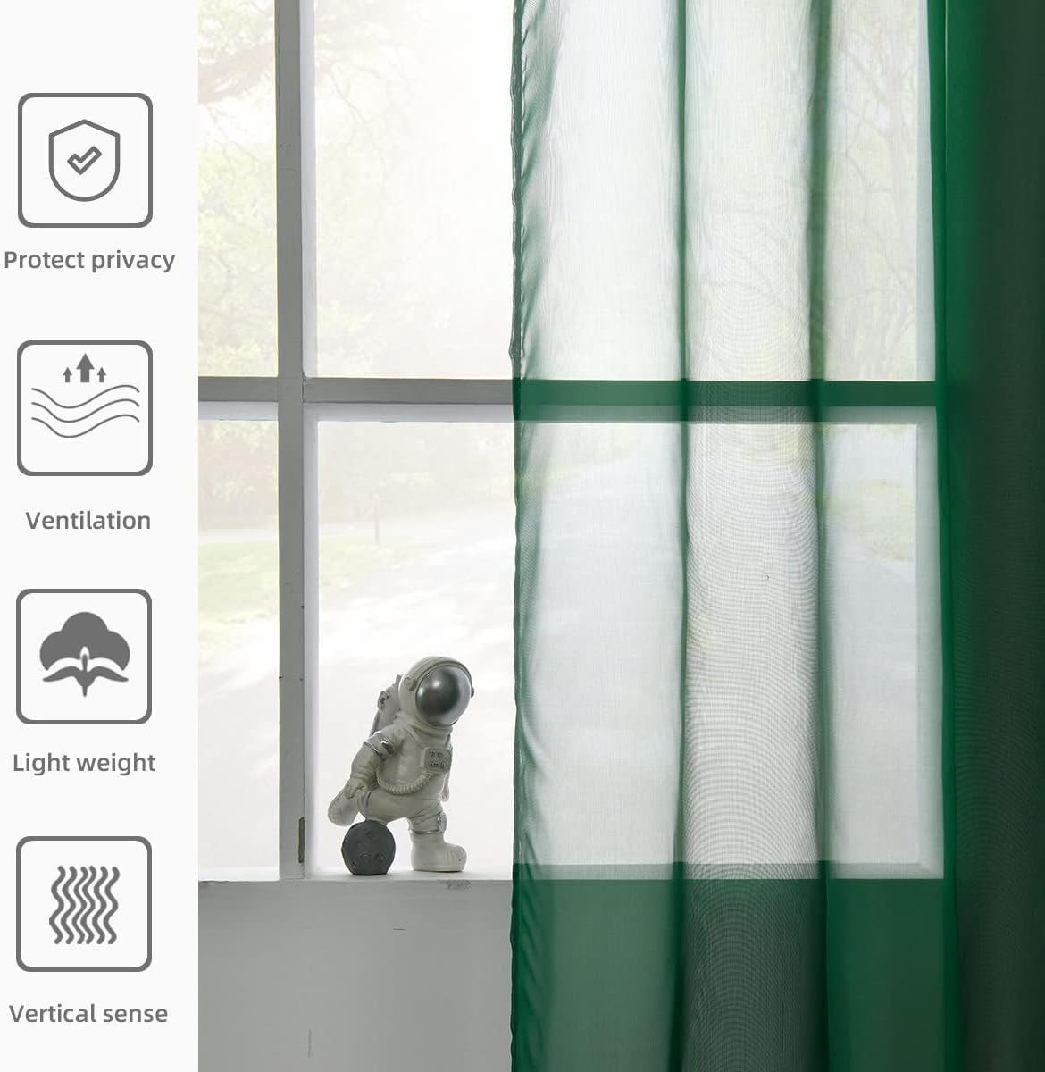 Solid Sheer Rod Pocket Curtain Voile Draperies 2 Panels White Beige Black Grey C