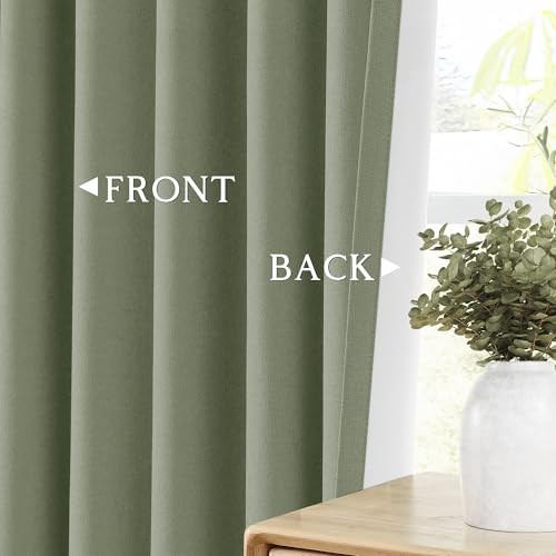100% Blackout sage Solid Curtains 90 Inches 52″W x 90″L (Pack of 2) Sage Green