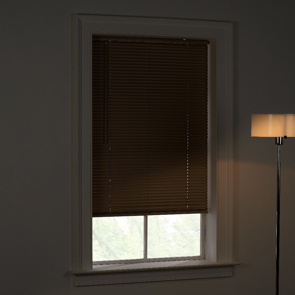 (2 pack)1″ Cordless Vinyl Room Darkening Mini Blinds, Khaki, 23″W x 48″L