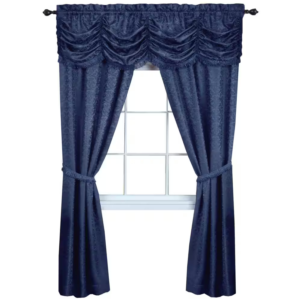 Panache 55 In. W X 84 In. L Polyester Light Filtering 5 Piece Window Curtain Set