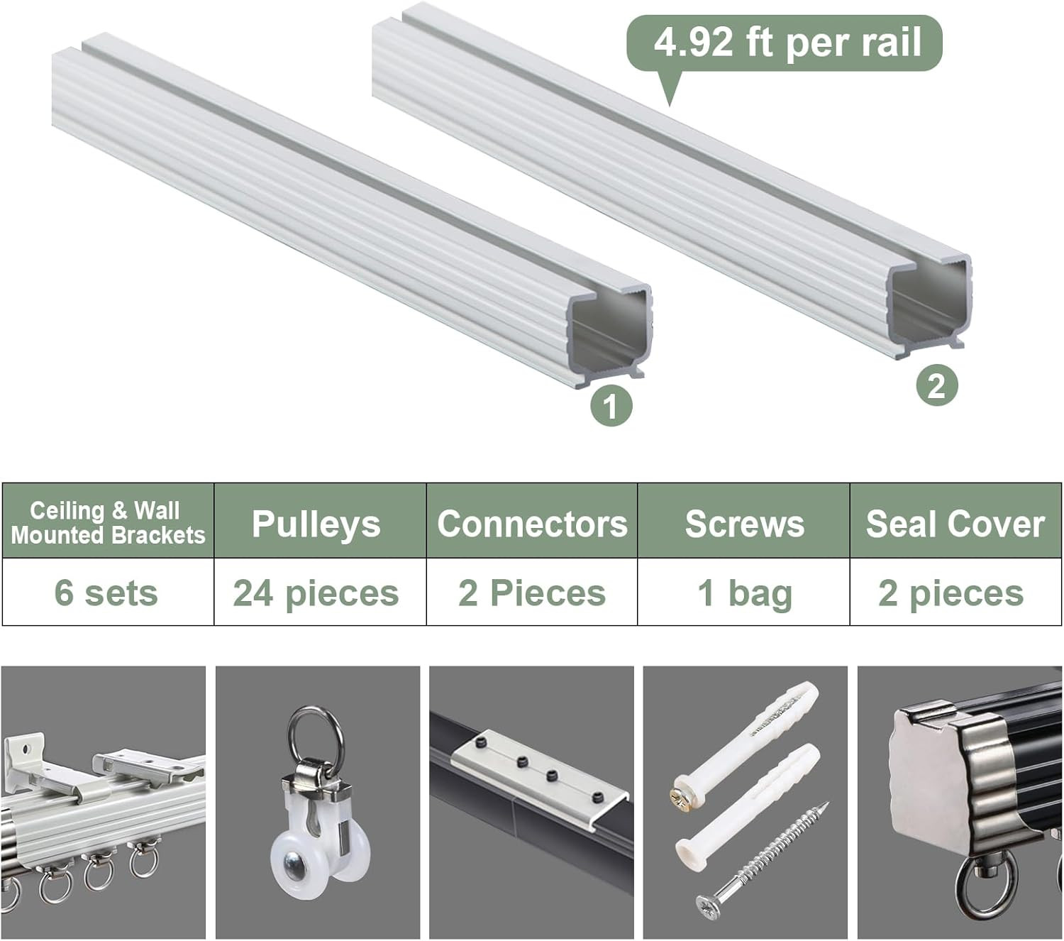 Heavy-Duty 9.5Ft Curtain Tracks for Ceiling or Wall – Black Room Divider Rails