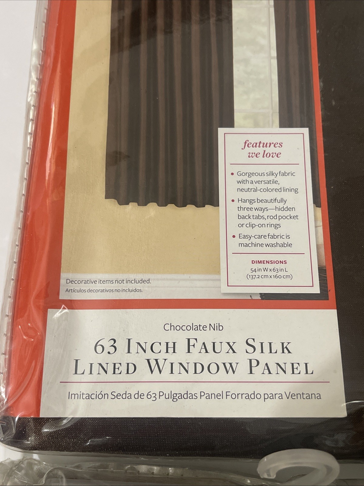 Better Homes Gardens 63” Faux Silk Lined Window Panel Brown Curtain Panel Set
