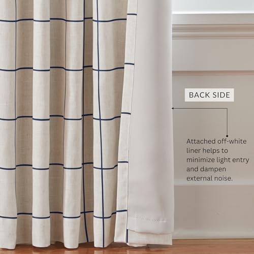 Home Fashions Brighton Windowpane Plaid 52″W x 108″L (Pack of 1) Indigo